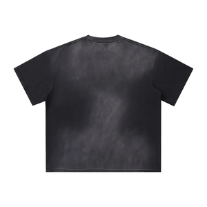 Custom High Quality Vintage Spray Wash 100% Heavy Cotton <b>T</b>-shirt Acid Washed 300gsm Gradient Color <b>T</b>-shirt - Product Image 6