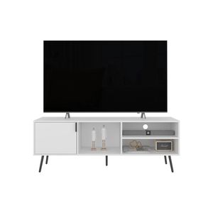 White 1-Door TV <b>Stand</b> with 3 <b>Shelves</b> - Product Image 2