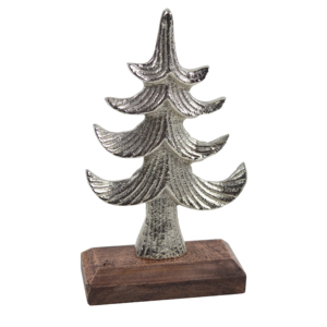 Ornement de Noël en métal Père Noël avec base en bois, design intérieur/extérieur, idéal pour la décoration de la maison, de la table ou du bureau, sculptures de Noël abordables - Product Image 4