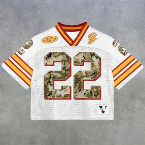 Maillot d'entraînement de football américain unisexe personnalisé de haute qualité - Respirant, grande taille, manches courtes, style rétro, pour le sport - Product Image 1