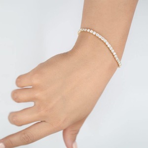 8.4CT Round Brilliant Lab Grown Diamond Tennis Bracelet 9K Yellow <b>Gold</b> Wholesale Custom <b>Solid</b> <b>Gold</b> Jewelry Supplier - Product Image 2