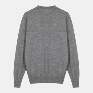 Suéter de Punto con Cuello Redondo, Color Gris Sólido, Manga Larga, Corte Regular, para Otoño, 100% Acrílico, Estilo Pullover, Producción Harry Johnson - Product Image 2