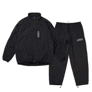 Tracksuit Men <b>Black</b> Two Piece Set, Lightweight Nylon <b>Windbreaker</b> Jacket, Wholesale Jogging Suit, Private Label OEM - Product Image 1