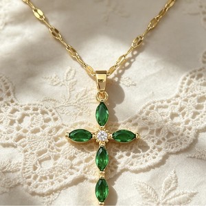 Dainty Gold Cross Necklace Colorful Crystal Rhinestone Pendant Elegant Christian <b>Religious</b> Jewelry <b>Gift</b> for Women - Product Image 3