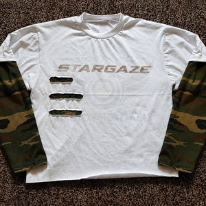Camiseta de manga larga para hombre Stargaze, estilo urbano, cuello redondo, tejido de punto de algodón, camuflaje blanco, talla grande, precio al por mayor - Product Image 1