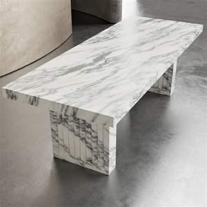 High-End Natural Marble Coffee <b>Table</b> with Solid Surface Vanity <b>Top</b> Farmhouse Design for Hotel Use - Product Image 2