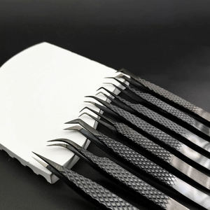 Precision Stainless Steel Eyelash Tweezers Curved Tip Smooth Pointed Fiber Extension Tools - Product Image 1