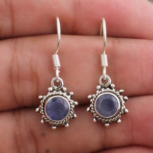 Boucles d'oreilles en argent sterling 925 avec tanzanite naturelle, taille ronde AAA, pierre précieuse bleu violet, bijoux pierre de naissance de décembre - Product Image 1