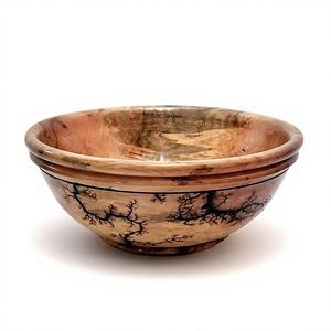 Bols de service personnalisés en bois d'acacia pour salades, fruits et légumes, imprimés style vintage, écologiques, naturels, sans danger pour les aliments, toutes tailles - Product Image 1