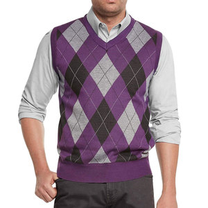 Gilet tricoté confortable pour homme, pull sans manches en fil doux, col en V, mode décontractée, fabricant de tricots - Product Image 1