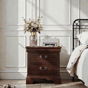 Table de chevet classique en bois 22'' x 16'' x 22,7'' en cerisier, meuble élégant pour chambre à coucher - Product Image 2