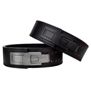 Ceinture de soutien lombaire en cuir blanc avec boucle noire réglable pour l'entraînement musculaire et la musculation, design unisexe - Product Image 3