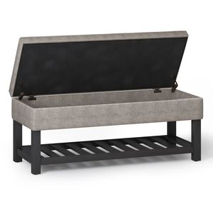 Cosmopolitan Distressed Grey Taupe Open Bottom <b>Storage</b> Ottoman Bench <b>Stools</b> & Ottomans Product Category - Product Image 5