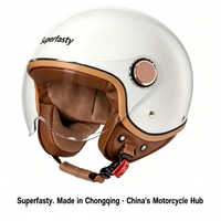 Superfasty Nouveau Casque Moto Demi-Face en ABS Premium Léger avec Fermeture Rapide et Design Graphique pour Toutes Saisons