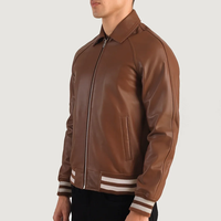 Blouson Bomber Homme en Cuir Véritable OEM Imperméable Respirant Écologique Hiver Coutures Durables Coupe Confortable Tendance