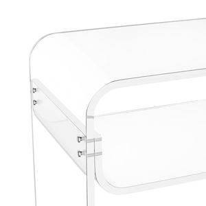 Modern Rectangle Acrylic 2-Tier Side Table Clear <b>Bedside</b> Storage <b>Shelf</b> & End Desk Thick Transparent Nightstand - Product Image 4