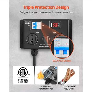 Interruttore di ricarica manuale per veicoli elettrici NEMA 14-30P a 14-30R 14-50R, 24A Max 240V, Apparecchiatura di distribuzione dell'energia, Interruttore splitter per asciugatrice e veicoli elettrici - Product Image 4