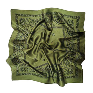 Bandana carré vert olive avec motif Paisley en polyester, décontracté, multifonctionnel, utilisable en toutes saisons - Product Image 1