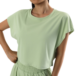 <b>Women</b> Short Sleeve O Neck <b>Compression</b> Quick Dry Crop <b>Top</b> Lightweight Running T Shirt - Product Image 1