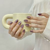 Acrylique Court Ellipse Lumière Mauve Doux Féminin Style Lavande Sérénade Doigt Conception Pré-conçue