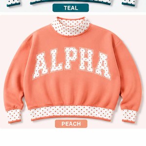 Alpha Premium <b>Mock</b> <b>Neck</b> Crew <b>Neck</b> Sweatshirt Women Men Ladies Unisex Cotton Fleece Chenille Patch Embroidery Greek Apparel Pullo - Product Image 1