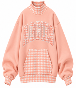 Custom <b>Women's</b> Oversized Mock Neck <b>Sweatshirt</b> <b>Christmas</b> Holiday Casual gingham Streetwear Winter Pullover OEM ODM - Product Image 5