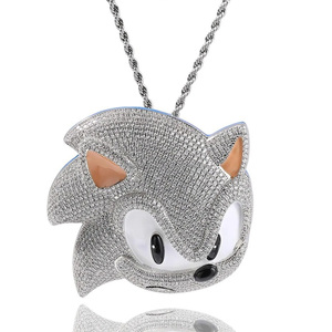 Collar de Hip Hop con Colgante 3D de Sonic Helado, Joyería Brillante de Plata de Ley Chapada en Oro con Moissanita para Bodas y Fiestas - Product Image 2