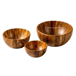 Handcrafted <b>Wooden</b> Bowl Mixed Wood Pattern Natural Finish Eco Friendly <b>Utensil</b> Made in Vietnam - Product Image 2