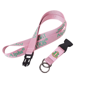 AKA Durable Embroidered Magnet Lanyard Keychain Pink Green Canvas Neck Strap ID Badge <b>Holder</b> with Key Ring Premium Accessory - Product Image 5