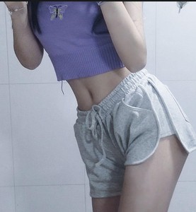 Short de sport gris respirant à taille haute pour femmes, coupe régulière, pour la course, noir, décontracté, pour la maison, nouvelle collection été 2021 - Product Image 6