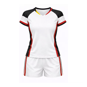 Unisex Adult White Volleyball Uniform Set Sublimation Printed Breathable 100% Polyester Jersey Shorts - Product Image 1