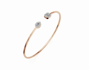 Bracelet Kada Serenite Duo Émeraude et Diamant Poire 0,506 Carats 30 Pierres Or Jaune Rose Blanc 9k 14k 18k Luxe - Product Image 3