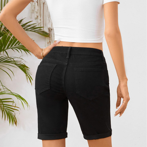 Shorts en jean pour femmes à taille basse confortables, prix usine de gros, personnalisables pour filles - Product Image 5