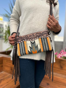 กระเป๋าสะพายข้างหนังแอซเท็กทรงตรงแบบมีสไตล์วินเทจหลากสี - Product Image 4