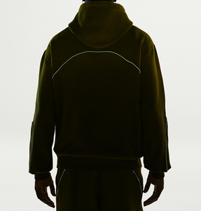 Men's Dark Green Hooded <b>Sweatshirt</b> Regular Fit French Terry Casual Autumn Wear - Product Image 1
