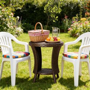 Tavolino da Caffè Marrone Misto per Esterni, Tavolo Laterale da Giardino/Terrazzo (Solo Tavolo) - Product Image 1