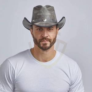 Chapeau de cowboy en cuir personnalisé OEM, fait main, à large bord, pour hommes - Product Image 6