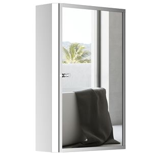Armadietto Portamedicinali a Porta Singola in Acciaio Inox con Finitura a Specchio per Bagno - Product Image 1
