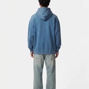 ผู้ผลิต OEM เสื้อฮู้ดดี้ทรงหลวมแบบซิป ยูนิเซ็กซ์ สไตล์วินเทจ ผ้าหนา สีน้ำเงิน คุณภาพสูง เสื้อฮู้ดดี้วินเทจผู้ชายไซส์ใหญ่ - Product Image 3