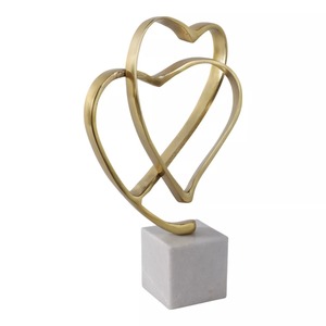 Double Heart Sculpture 21x19x4 Inch Metal Handmade Artistic Tabletop Decor Coastal Style Living Room <b>Decoration</b> - Product Image 5
