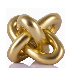Estatua de Nudo Dorado, Escultura de Tres Nudos, Decoración para el Hogar, Adorno para Mesa de Centro, Sala de Estar, Comedor, Entrada, Estante - Product Image 1