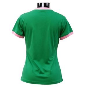 Women Pink Green Black Ringer T Shirt Classic Letter Embroidered Casual <b>Top</b> Short Sleeve Fashion Apparel Stylish Everyday Wear - Product Image 5