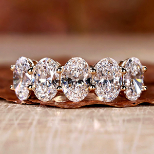 Anillo de Eternidad Unisex de Oro Rosa de 18K, Chapado en Rodio, con Corte Ovalado, Piedra Natural, Geométrico, Certificado IGI - Product Image 1
