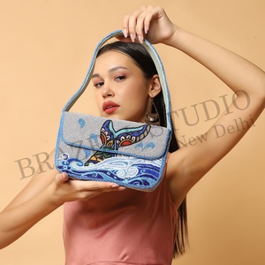 New Arrival BRAZEAL STUDIO Velvet Fashion Designer Women Single Beaded Geometric Pattern Shoulder Clutch Purse Cover Daily Life - Product Image 4