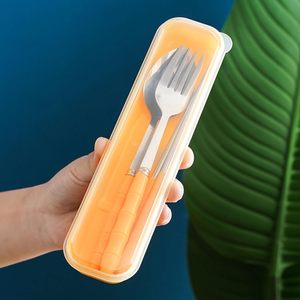 Portable Stainless Steel Spoon Fork <b>Chopsticks</b> Set with Travel Case <b>Reusable</b> Tableware for Office Home School - Product Image 3