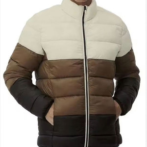 Veste matelassée d'hiver pour homme, coupe-vent, avec blocs de couleur, fermeture éclair de haute qualité, en polyester épais et chaud - Product Image 1