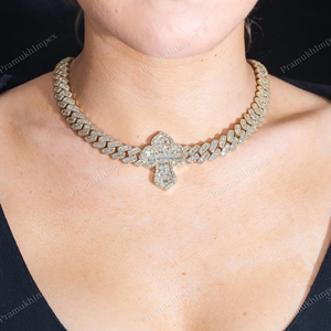 สร้อยคอเงินแท้ 925 แบบ Cuban Link ขนาด 14 มม. ยาว 22 นิ้ว ขายส่ง พร้อมใบรับรอง GRA ประดับเพชร VVS Moissanite สไตล์ฮิปฮอปสำหรับผู้ชาย - Product Image 3