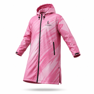 Veste de pluie imperméable à capuche longue rose personnalisée, coupe-vent, respirante, pour hommes et femmes, randonnée, pêche, camping, OEM - Product Image 1