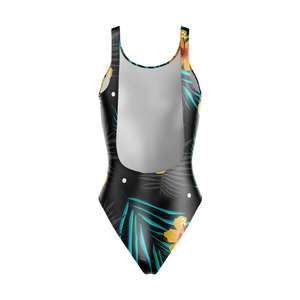Custom Women's Printed High Quality OEM ODM Spandex/Polyester Flower Printed Back Quick Dry Swimwear Bodysuits - Product Image 6