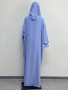 Rizna Approvisionnement d'usine En Gros Premium Qualité Longue Robe Dentelle Garniture Deux Pièces Ensemble Confortable Lâche Élégant Abaya Robe Modeste - Product Image 4